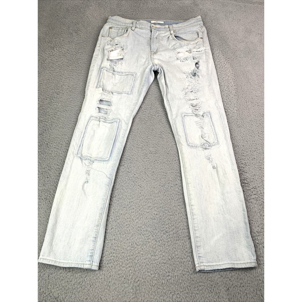 7 For All Mankind Jeans Womens  Size 28 Patchwork Blue Denim Distressed Jeans
